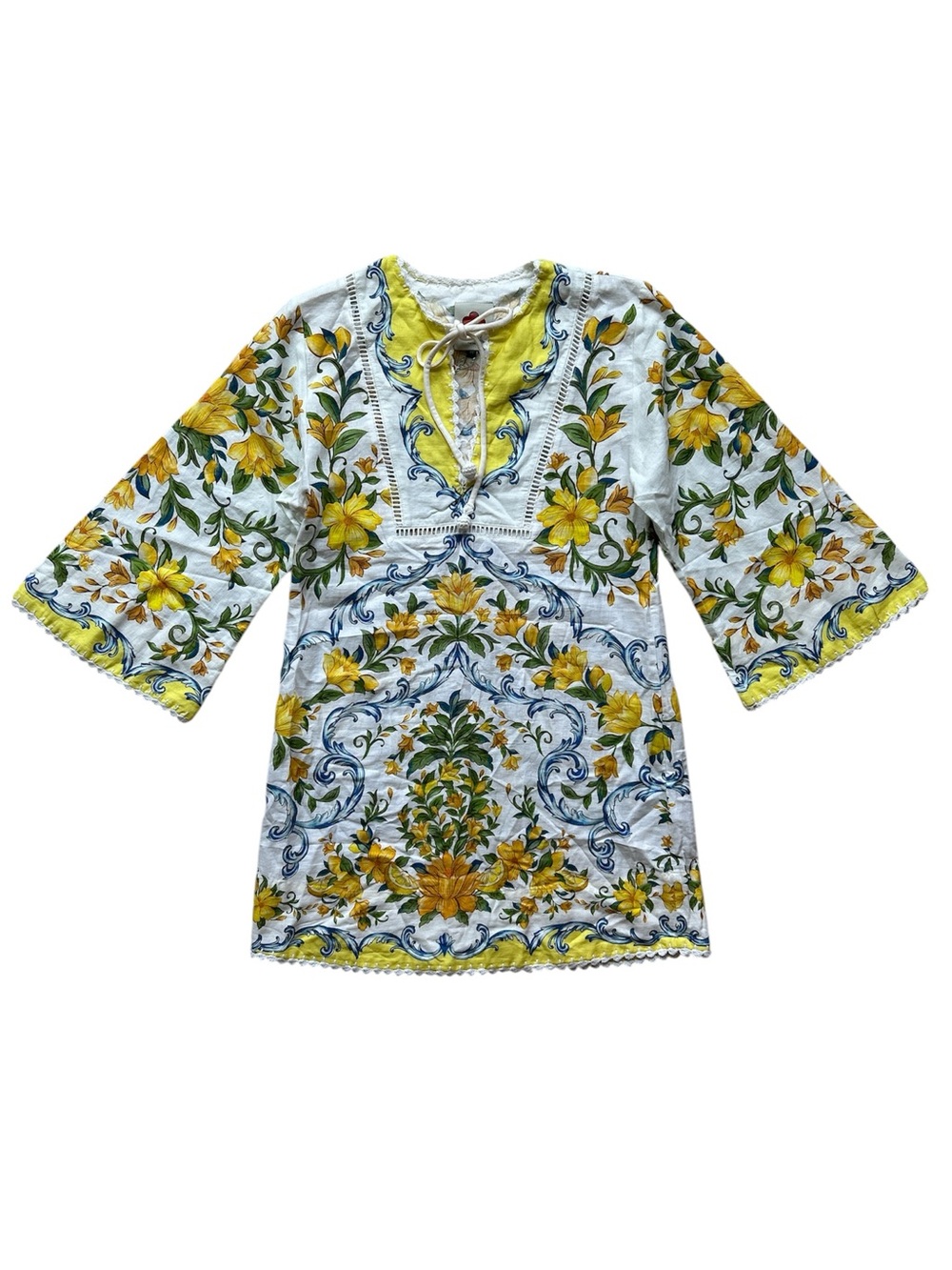 FARM Rio Sicily Floral Linen Blend Cover-Up Minidress NWT Size XS - Picture 6 of 10